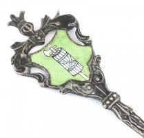 Ezüst (Ag) Tahinschucht zománcozott emlék kanál, jelzett, h: 14 cm, bruttó: 14 g