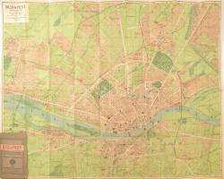1912 Budapest székesfőváros és környékének legújabb nagy térképe házszámokkal Pharus rendszerben, 95×80 cm