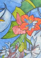 Faragó Miklós (1947-): Flora, 2017. Olaj, farost. Jelzett. Hátoldalán autográf felirattal. Üvegezett...