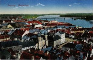 Pozsony, Pressburg, Bratislava; Madártávlat, zsinagóga / general view, synagogue
