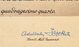 cca 1940 Orvosi jubileumi oklevél. Részben litografált, papír. 70x50 cm