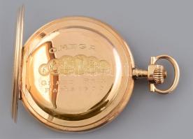 Omega 14K arany (au) zsebóra, dupla arany tokos. Szép állapotban, jelzett, hibátlan számlappal, műkö...