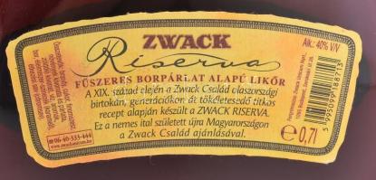 Zwack Riserva fine blend likőr limitált szériás, sorszámozott palackkal 03/2609 sz. 0,7l Díszdobozba...