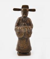 Kínai bronz bölcs, jelzés nélkül, antikolt, m: 16 cm