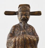 Kínai bronz bölcs, jelzés nélkül, antikolt, m: 16 cm