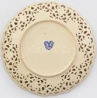 Zsolnay 1887-1889 historizáló, áttört tányér. Kézzel festett, jelzett, kopásokkal. Formaszám 2241. d...