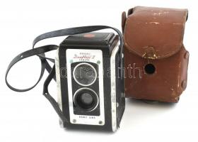 Kodak Duaflex II kamera eredeti bőr tokkal, kissé kopott