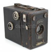 Certo Doppel box kamera Certomat objektívvel, eredeti, kissé szakadt bőr tokkal