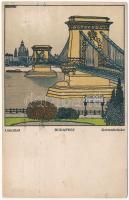 1919 Budapest, Lánchíd (Kettenbrücke). Wiener Werkstätte No. 458. s: Franz Kuhn