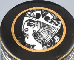 Hollóházi Szász Endre által tervezett limitált szériás porcelán tégely. Matricás, jelzett, hibátlan....