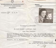 1944 A svájci követség menlevele (Schutzpass) Oskar Szamekiu a volt román diplomáciaimisszió feleség...