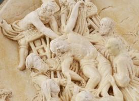 Rubens Krisztus levétele antik dombormű gipsz őrlemény, vékony ezüst keretben. Asztali dísz. 24 cm k...