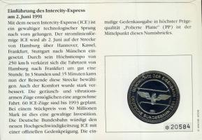 Németország 1991. "InterCity Express" Ffm bélyeges érmés borítékon, elsőnapi bélyegzővel T...