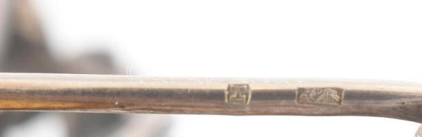 Ezüst (Ag) melltű függő, 2db citrinnel (cca. 12x16x7mm és 6x9x5 mm) és markazitokkal ékítve, jelzett...