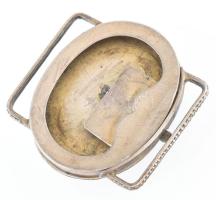 Antik női övcsat, türkizzel és almandinnal ékítve, jelzés nélkül, 1db kis türkiz hiány, 5x5cm