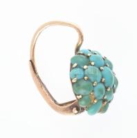 Arany (Au/14k) türkizzel ékített fülbevaló, jelzett, bruttó: 2,4g, h: 18mm