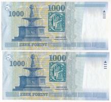 2000. 1000Ft "Millennium" (2x) sorszámkövetők "DC 1897246 - DC 1897247" T:II-,II...