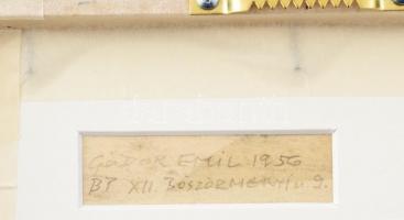 Gádor Emil (1911-1998): 1956. Ceruza, papír, jelzett, hátoldalán autográf felirattal. Üvegezett fake...