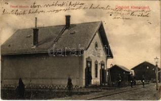 1912 Kismarja, vasútállomás, vasutasok (apró lyuk / tiny pinhole)