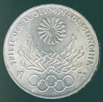 NSZK 1972J 10M Ag "Olimpia-láng" T:2+