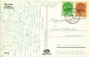 1940 Balaton, téli sport a befagyott tó jegén, jégvitorlázás