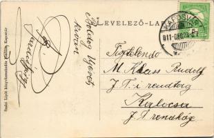 1911 Kaposvár, Városház, lovaskocsik. Szabó Lipót kiadása