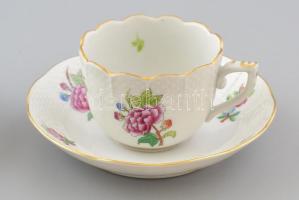 Herendi Eton mintás porcelán mokkás csésze, 4db és alj, 4 db, kézzel festett, jelzett, hibátlan, csé...