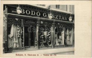 Budapest V. Bodó Gusztáv (utódai Mihálkovics és Szemere) Női divatkelmék üzlete az arany golyóhoz. Hátoldalon reklám. Váci utca 21.