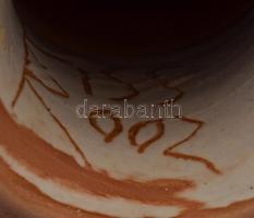 Kiss Roóz Ilona (1920-2010): Női figura, mázas kerámia, kézzel festett, jelzett, hibátlan, m: 47 cm