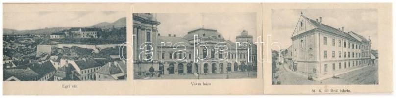 Eger, Lyceum. Kemény hátú leporello 12 kis képpel (Dobó István sírja, reáliskola, főgimnázium, város...