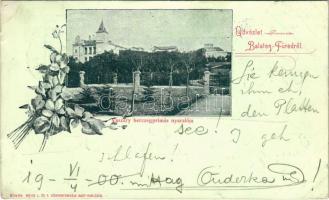 1900 Balatonfüred, Vaszary hercegprímás nyaralója. Art Nouveau, floral, Weiss L. és F. kiadása (fl)