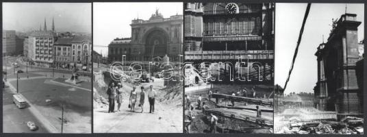 1967-1968 Budapest, Baross tér, metró építkezés a felszín felett és alatt, 13 db vintage fotó, ezüst...