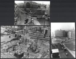 cca 1966-1967 Budapest, a Baross tér és a Blaha Lujza tér környékén tömegközlekedés (villamos, autób...