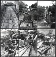 1985-1986 Budapest, a budai sikló építéséről készült felvételek, 13 db vintage fotó datálva, pecsétt...