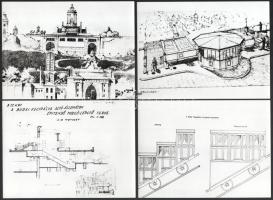 1985-1986 Budapest, a budai sikló építéséről készült felvételek, 13 db vintage fotó datálva, pecsétt...
