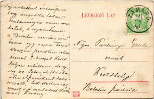 1911 Zamárdi, utca, templom, Magyar József vendéglője a tengerszemhez (EK)