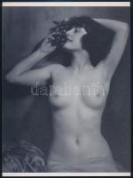 cca 1929 Demeter Károly (1892-1983) párizsi korszakából való fotóművészeti alkotás, a szerző hagyatékából (akt szőlővel), modern nagyítás, 24x17,7 cm