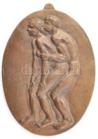 Férfi és nő, bronz dombormű, jelzés nélkül, 15,5x11 cm