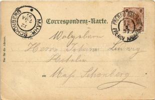 1897 (Vorläufer!) Prerov, Prerau; K.K. Nordbahnhof Prerau / railway station, locomotive, train. Kuns...