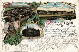 1897 (Vorläufer!) Plzen, Pilsen; Bürgerliches Bräuhaus, Genossenschafts Brauerei, Hotel Waldek zum K...