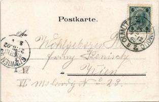 1904 Olomouc, Olmütz; Rathaus und Dreifaltigkeitssäule, Bahnhof, Der Dom, Fürsterzbischöfl. Residenz...