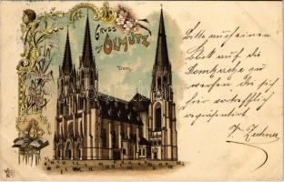 1898 (Vorläufer) Olomouc, Olmütz; Dom / cathedral. O.Z.M. Art Nouveau, floral, litho