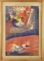 Szilágyi jelzéssel: Csendélet. Akvarell, papír. Jelzett. Üvegezett fakeretben. 65x43,5 cm