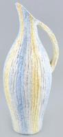 Bán Károly retró füles váza, színes mázakkal festett kerámia, jelzett,, m: 30 cm