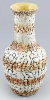 Bán Károly retró váza, színes mázakkal festett kerámia, jelzett,, m: 17 cm