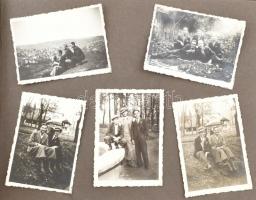 cca 1930-1950 2 db régi fényképalbum, vegyes családi és egyéb fotókkal, összesen kb. 120 db, vegyes ...