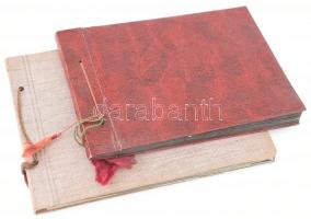 cca 1930-1950 2 db régi fényképalbum, vegyes családi és egyéb fotókkal, összesen kb. 120 db, vegyes ...