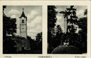 Csáktornya, Cakovec; Várkapu, Zrínyi emlékmű. Benkő István kiadása / castle gate, monument