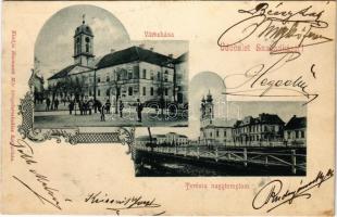1900 Szabadka, Subotica; Városháza, Terézia nagytemplom. Heumann Mór kiadása / town hall, church. Art Nouveau