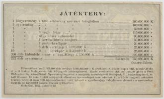 Budapest 1925. "Arany Sorsjegy" 10.000K értékű sorsjegye a "Magyar Nagyothallók Orszá...